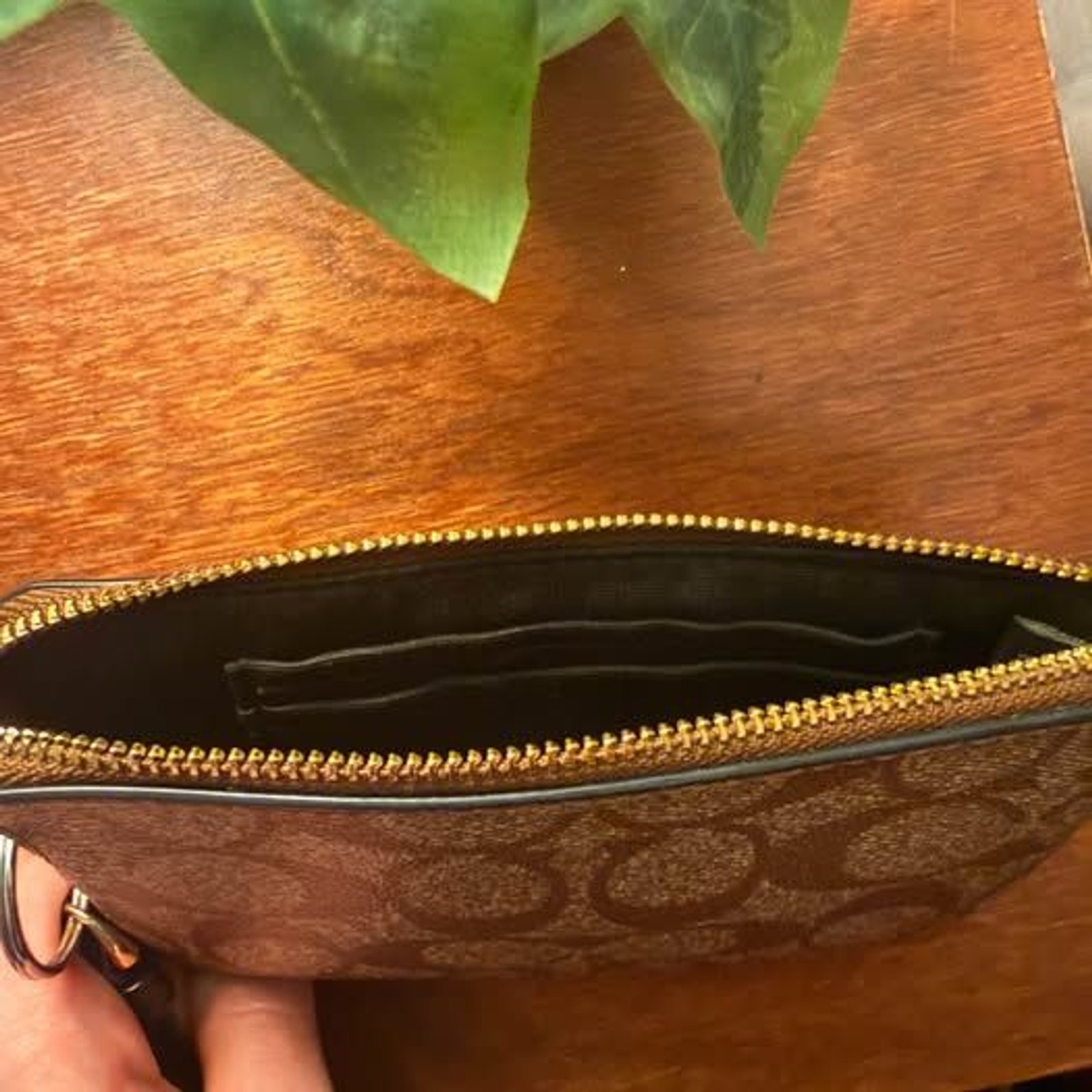 Coach wristlet with black accents