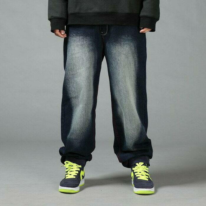 Mens Hip Hop Jeans Denim Baggy Pants Stonewashed Loose Fit Streetwear Trousers