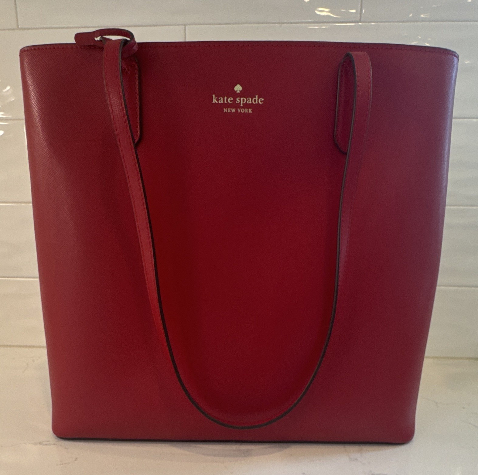 Kate Spade New York Red Large Tote Shoulder Strap Open Top Lined Tassel