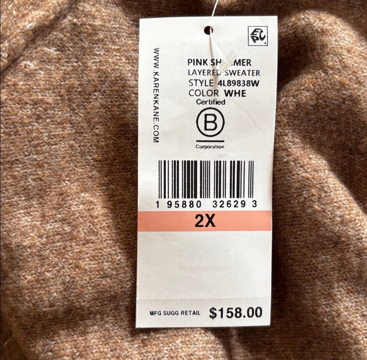 Karen Kane Layered Crew Neck Sweater – Women’s Plus 2X