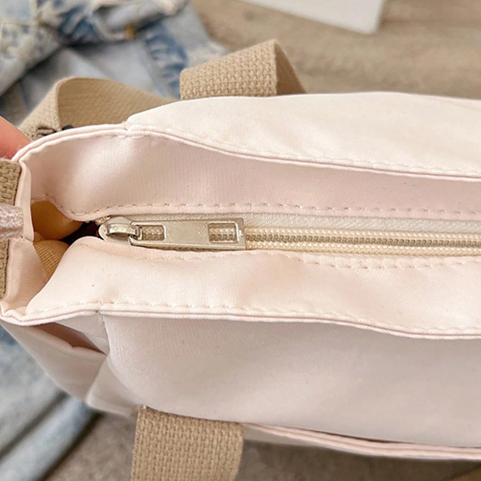 Large Capacity Canvas Tote Bag Multi-Pocket Shoulder Bag Portable Women Handbag