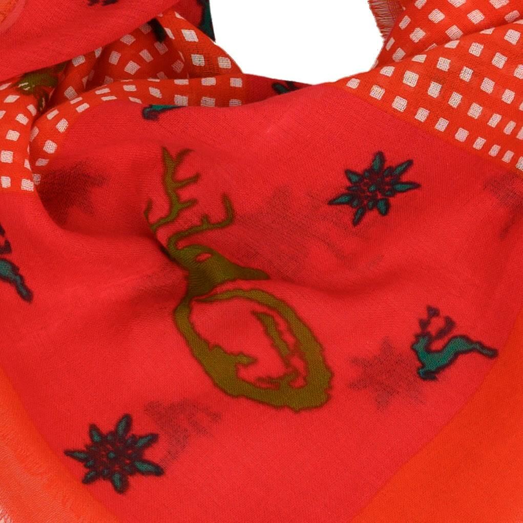 Traditional scarf green orange 100% cotton cotton scarf nicki scarf deer stags