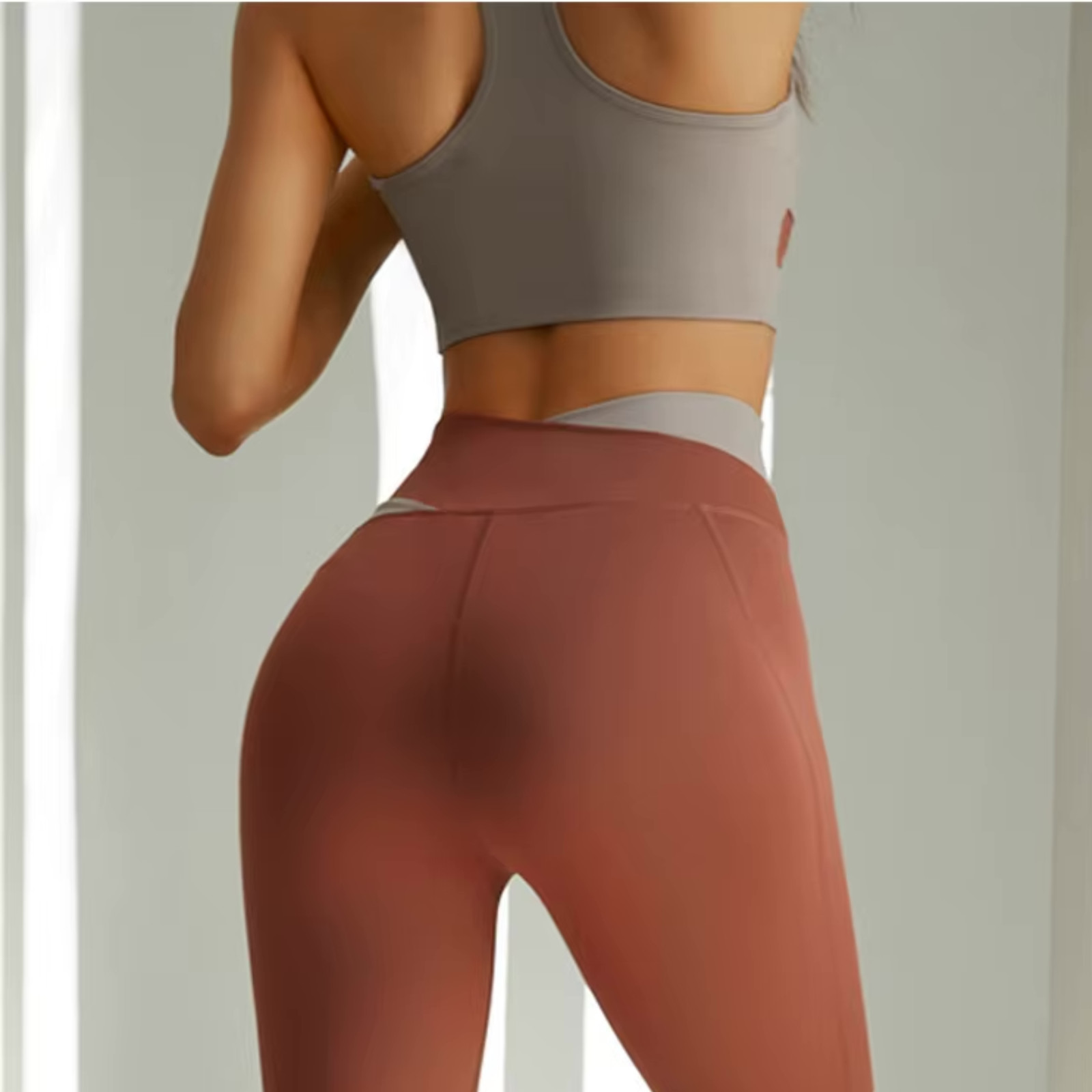 Desert Dream Two-Tone Athleisure Set Women Yoga Workout Bra Leggings Outfit