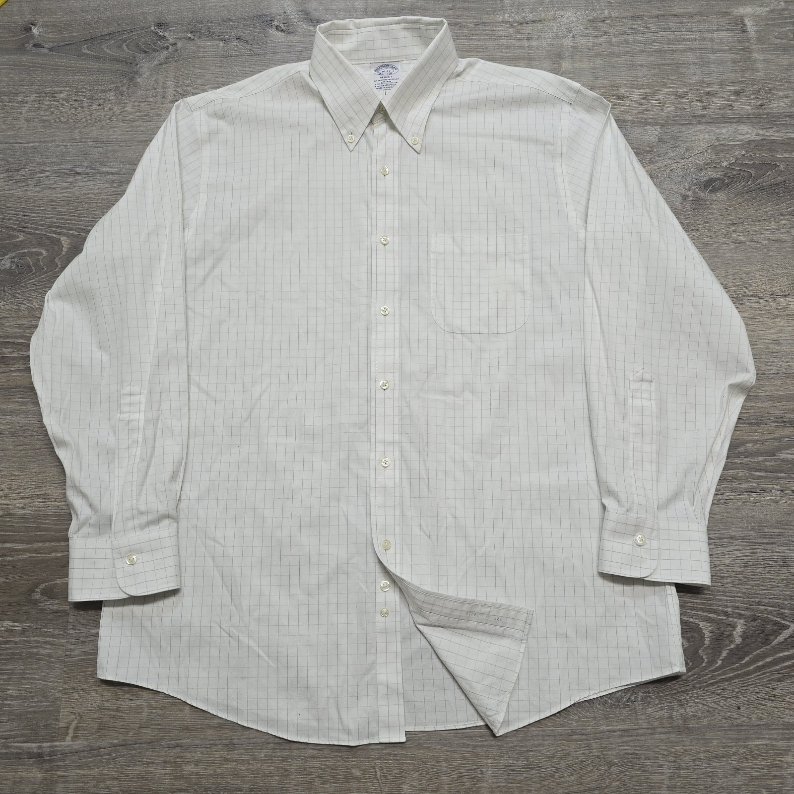 Brooks Brothers Regent Dress Shirt Mens Large 16-32 White Check Non Iron EUC!