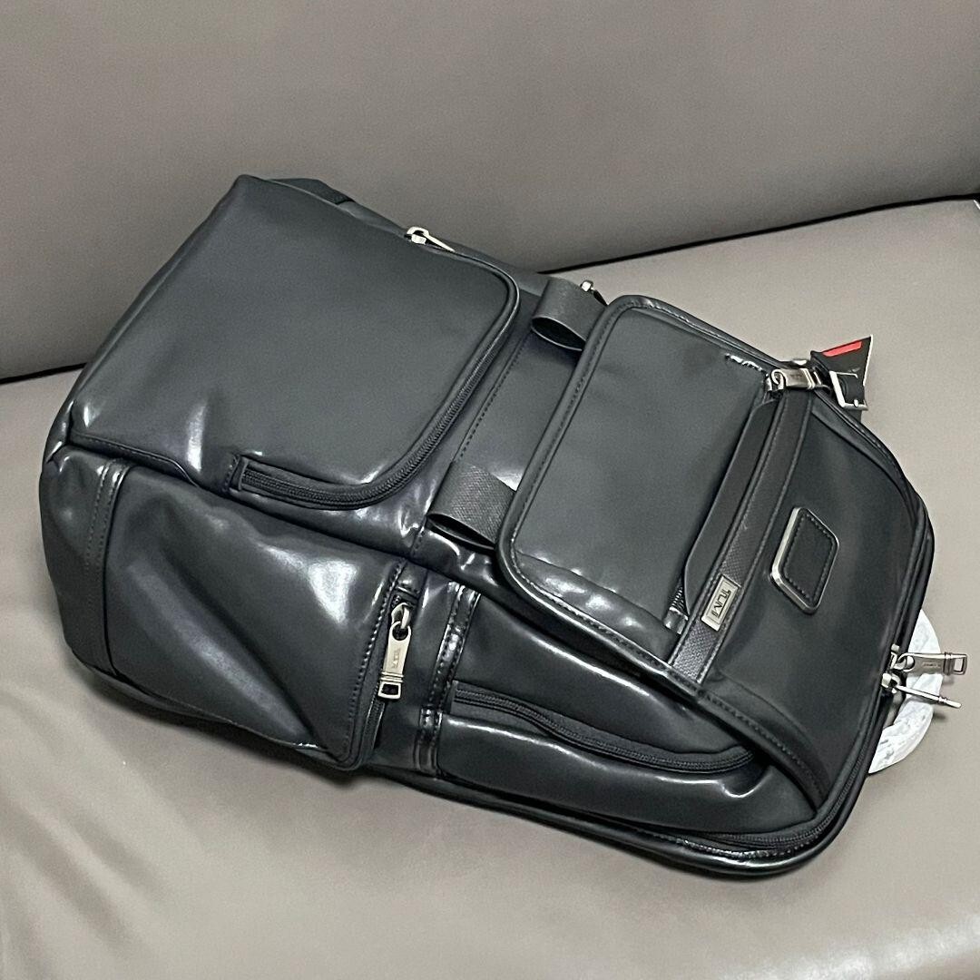 TUMI ALPHA3 Flap pack Backpack ALL Leather Black Medium Outlet Products