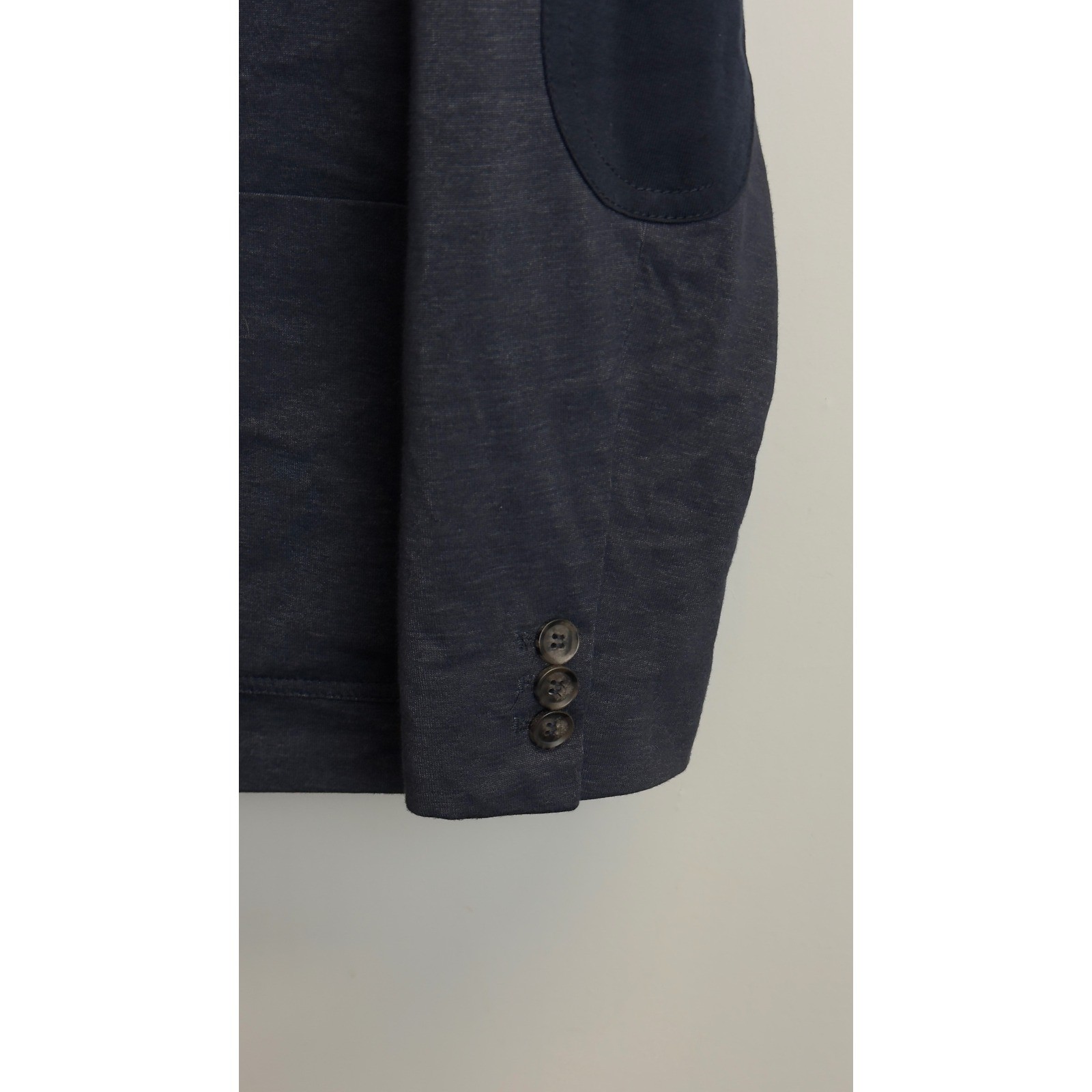 21Men Mens Navy Blue Knit Blazer Jacket Elbow Patches Size Large Two Button