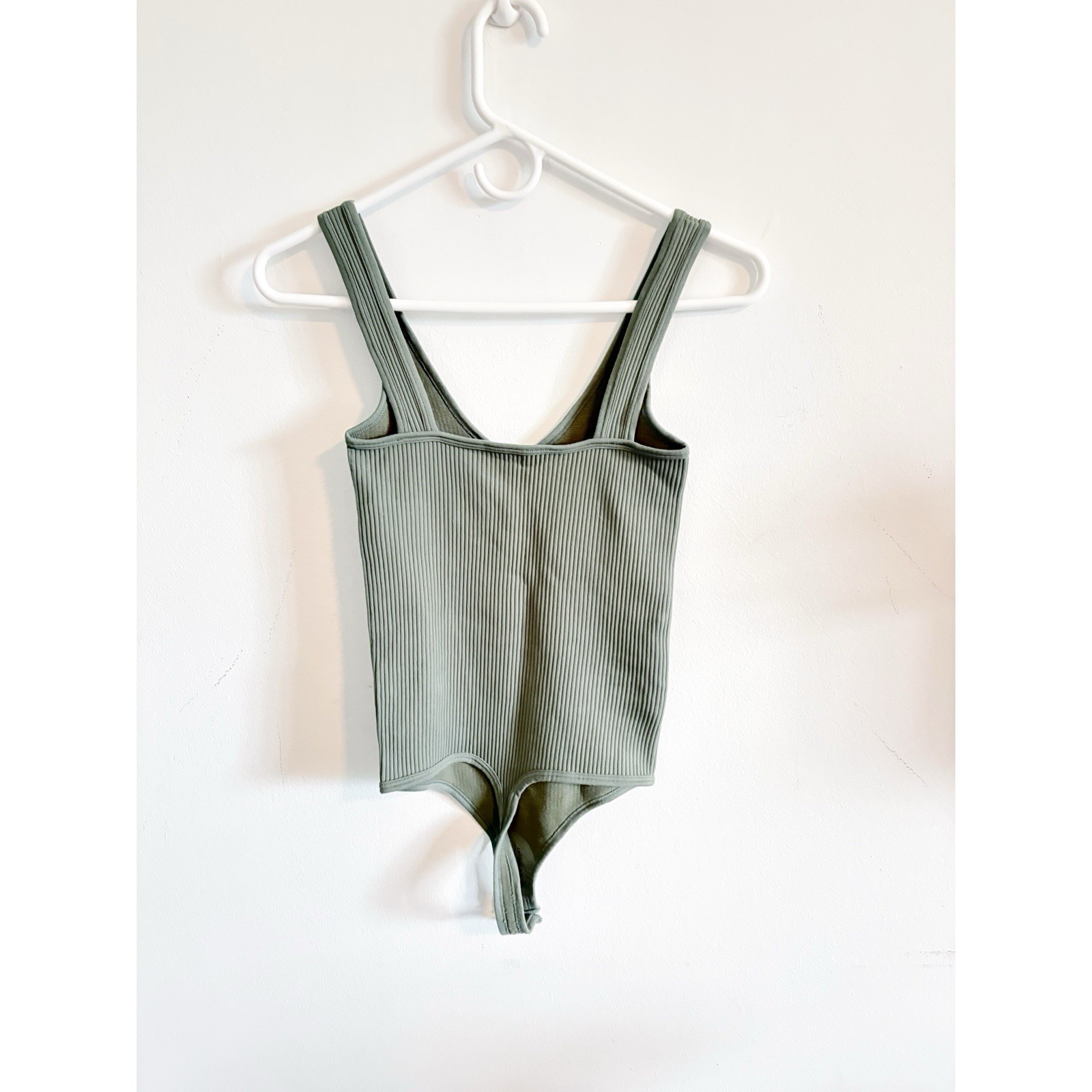 Free People Sage Green Ribbed Bodysuit EUC SIze XS/S