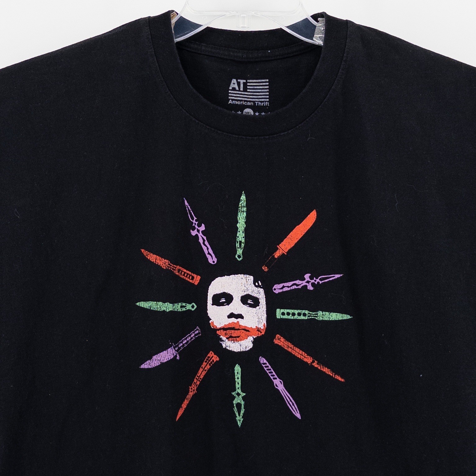 2008 Dark Knight x American Thrift Black Joker Knives Heath Ledger T Shirt 3XL
