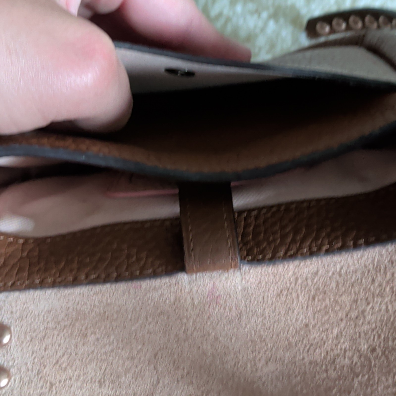 Brown Pebbled Studded Saddle Small Crossbody Bag, Adjustable Strap Magnetic
