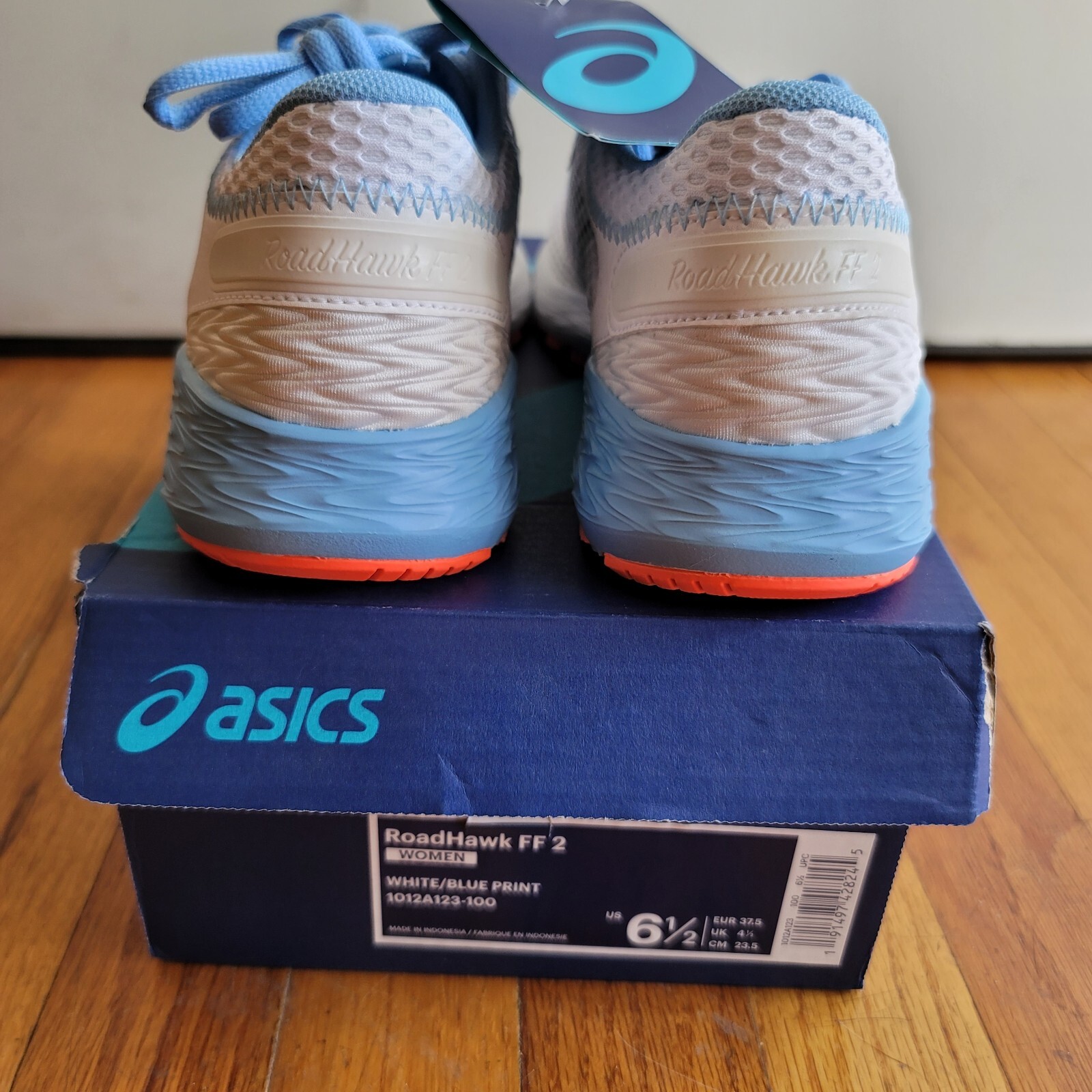 Asics Women’s Shoes Roadhawk FF 2 Sneakers White Blue Print Size 6.5