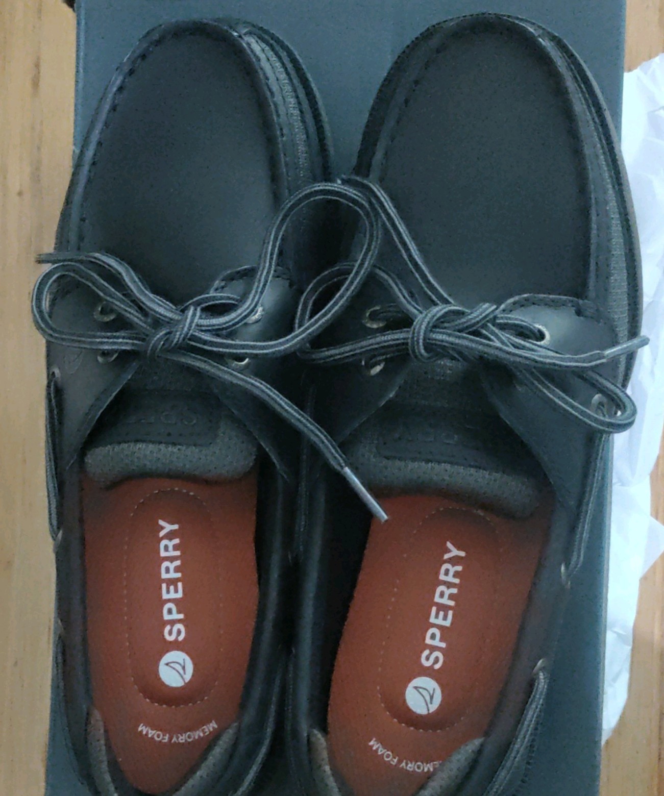 Sperry Surveyor 2-Eye Men’s Black Boat Shoes US 7 M Memory Foam STS25896