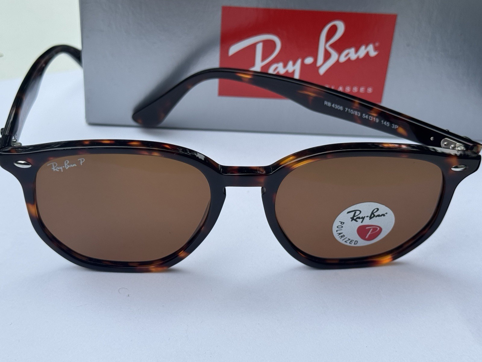 NEW Ray-Ban RB4306 710/83 Polished Light Havana/ Polarized Brown Sunglasses 54mm