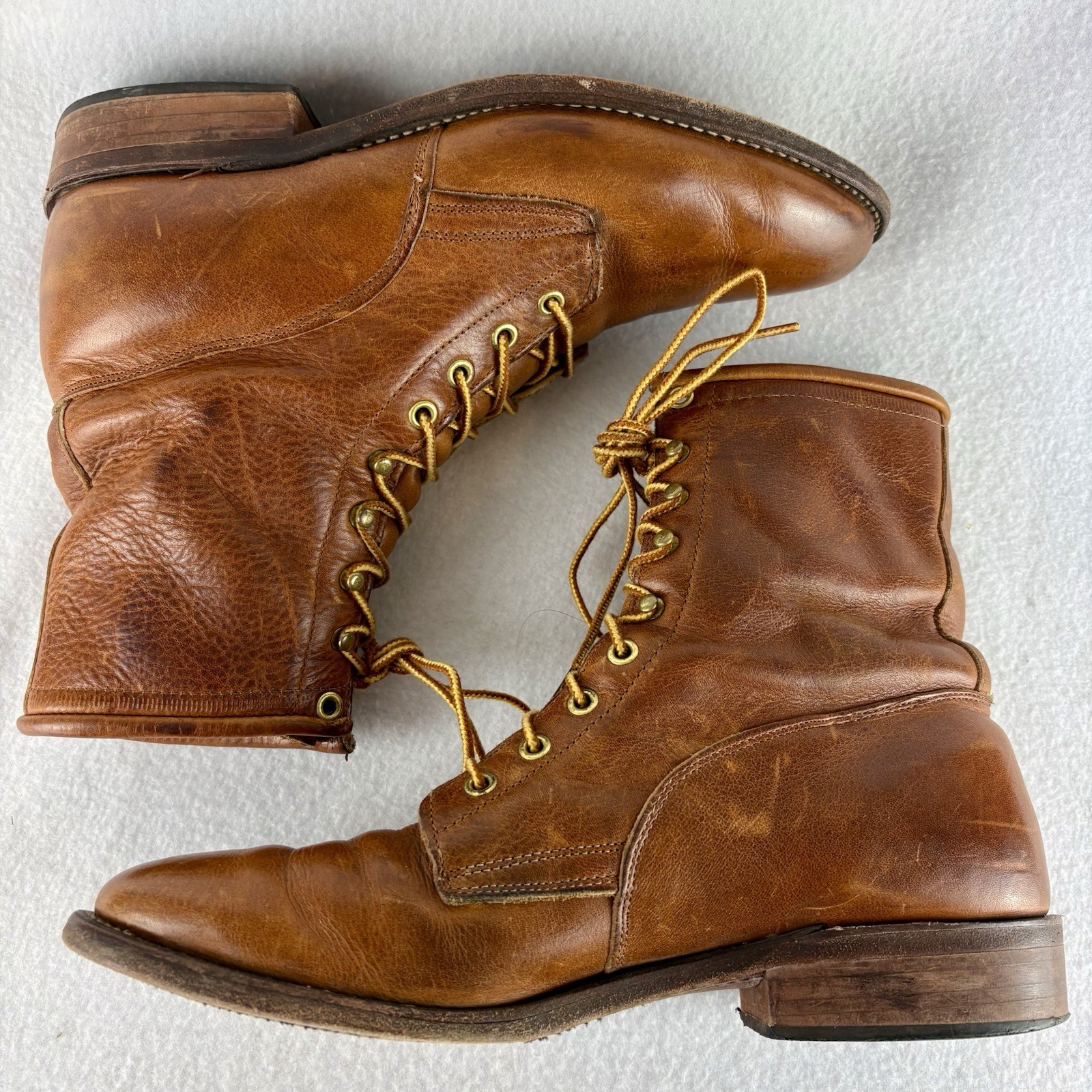 VTG J. Chisholm 9.5D brown leather packer / work boots USA Made