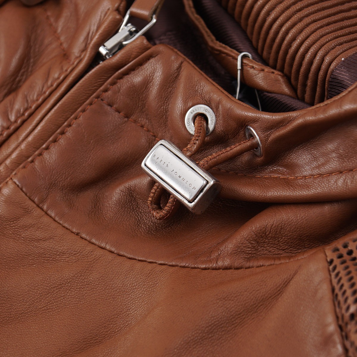 Brett Johnson Rich Coffee Brown Nappa Leather Hooded Jacket 3XL (Eu 58) NWT