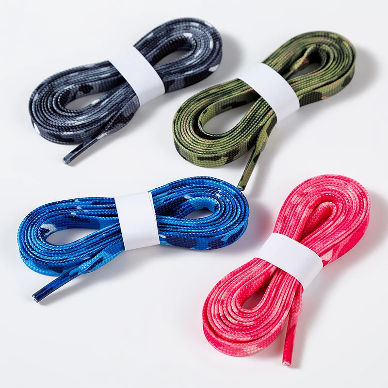 1 Pair Flat Shoelace Cream Camouflage Print Shoelaces for Sneakers AF1 0.8CM Wid