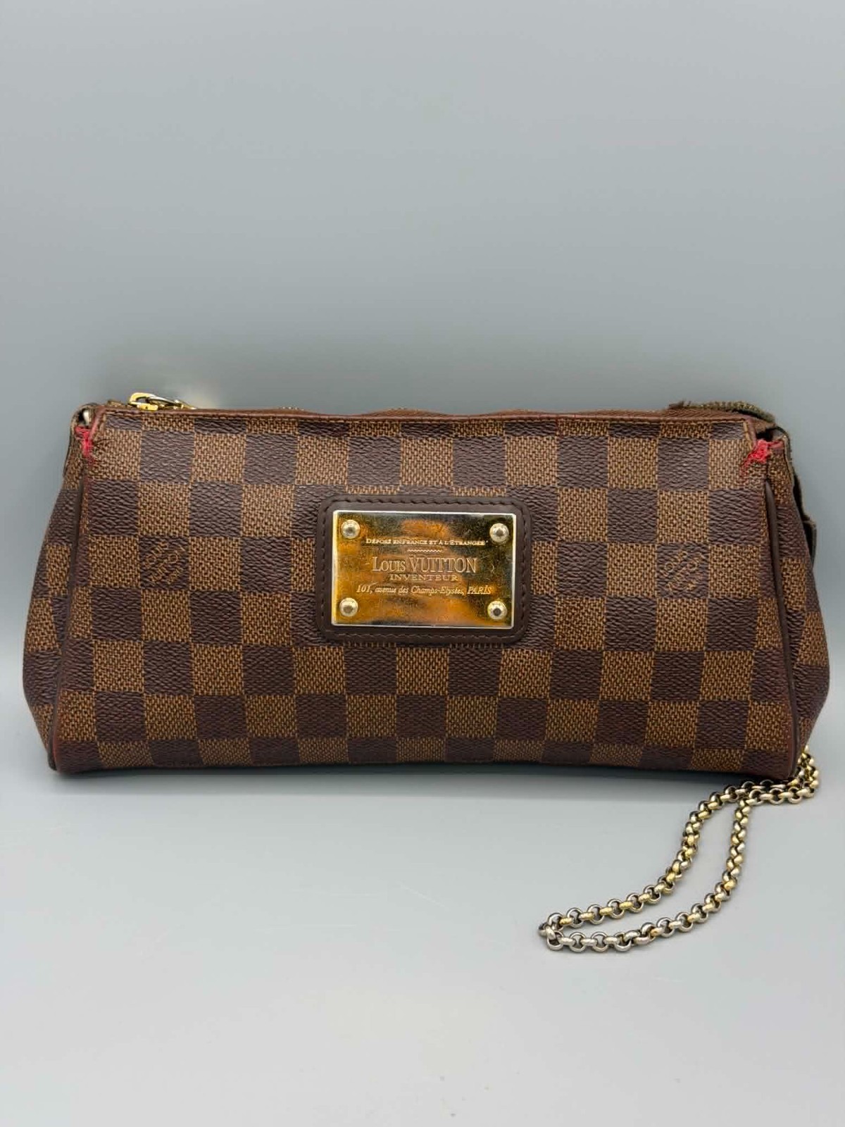 Louis Vuitton Damier Ebene Eva Clutch Crossbody Handbag
