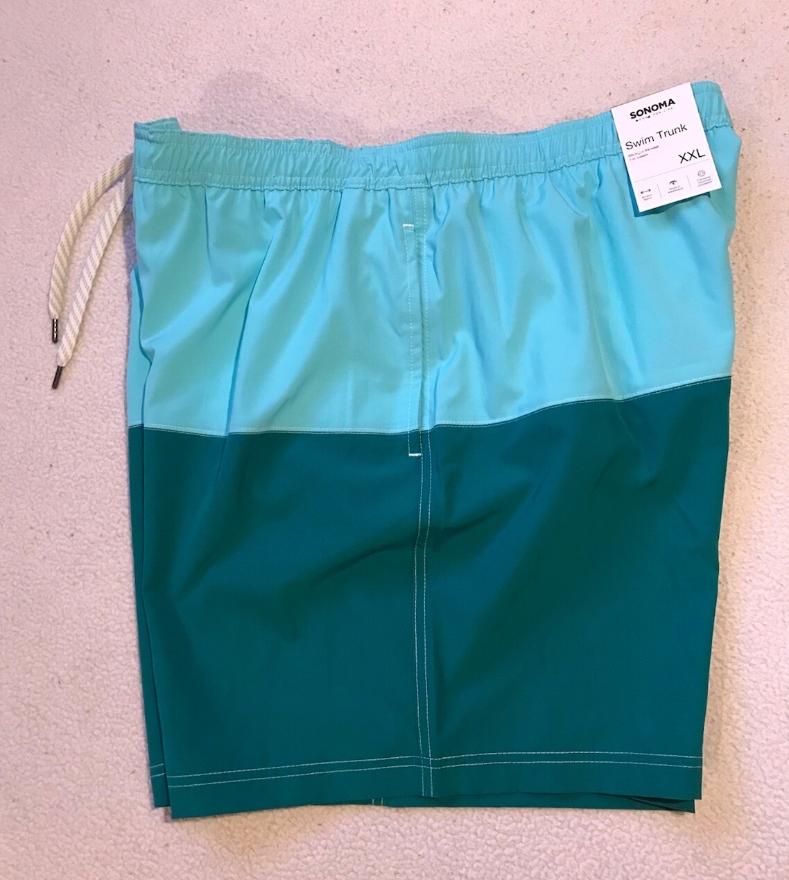 SONOMA Full Elastic Waistband Swim Trunks 2XL Blue On Blue Mesh Lined Men’s New