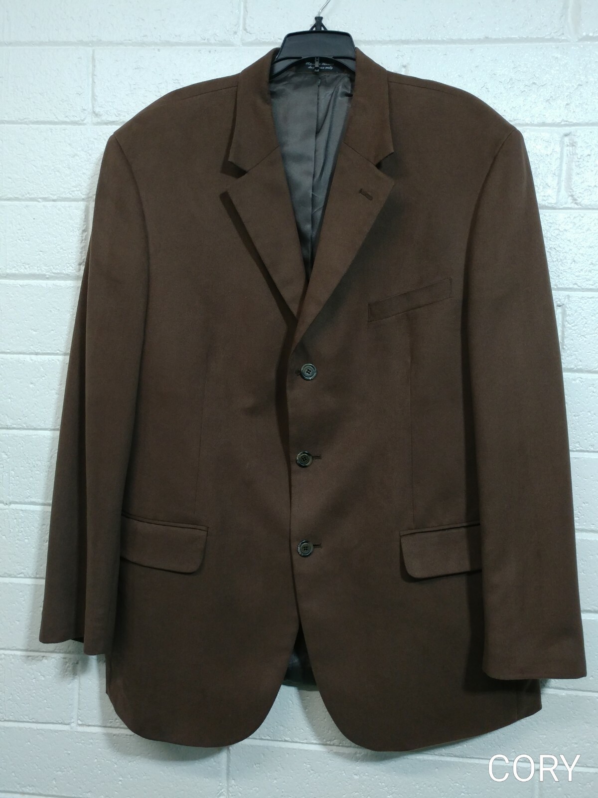 MEN’S ANDREW FEZZA FUSION BLAZER SUIT JACKET Size 44R Brown Faux Suede 3 buttons