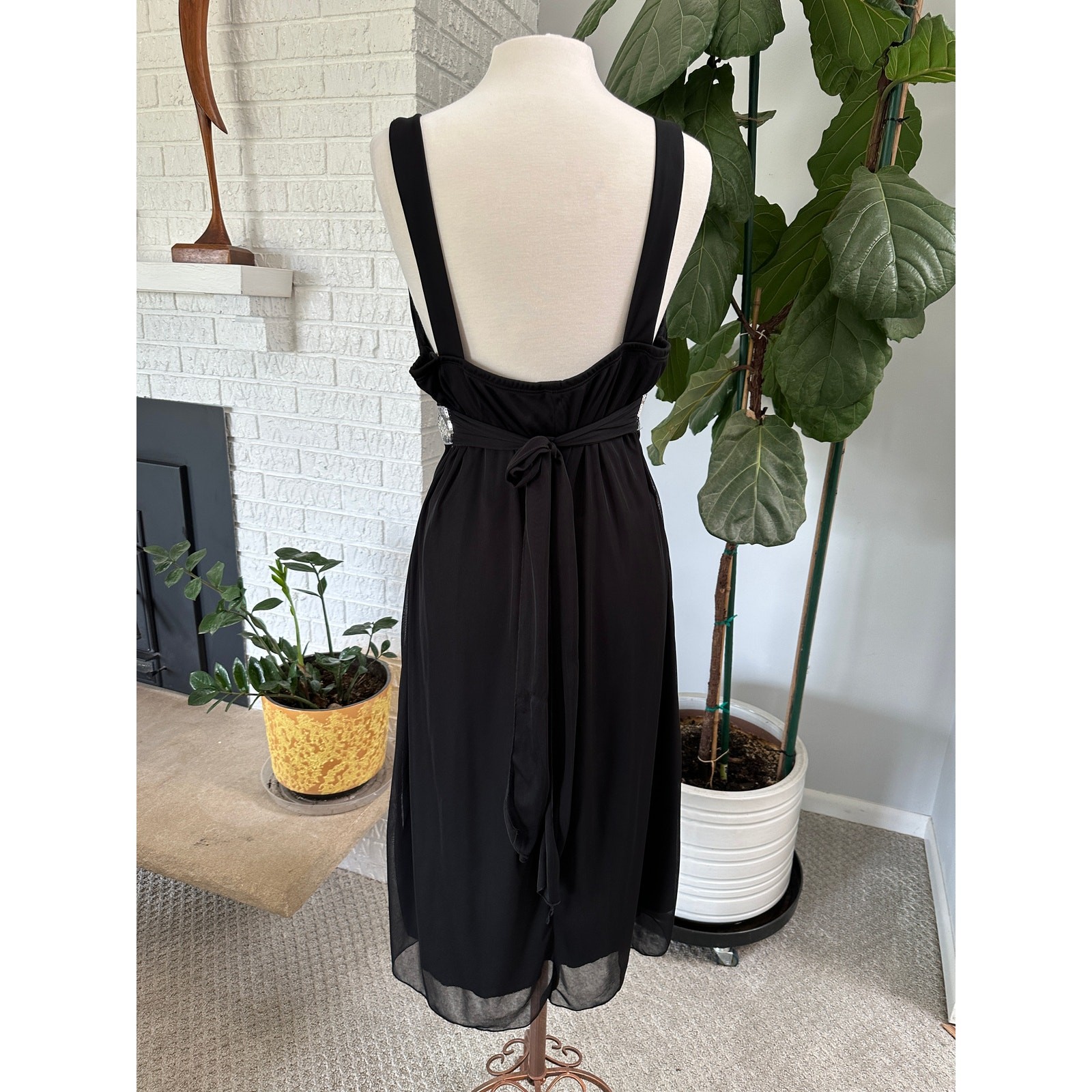 Y2K Ruby Rox Women Dress 2X Black Sequin Midi Empire Waist Cocktail Fairy Goth