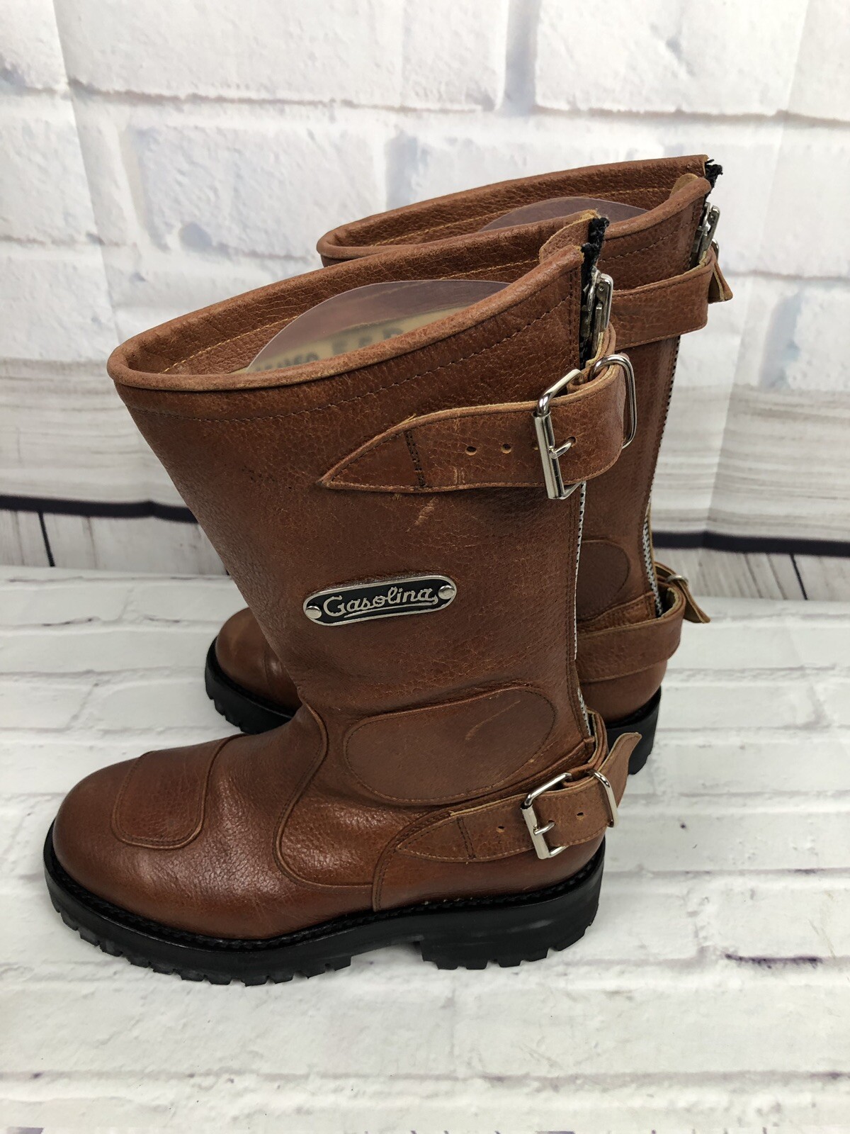 NEW Gasolina Men’s High Octane Hand Made Brown Motorcycle Boots Size 5.5 D