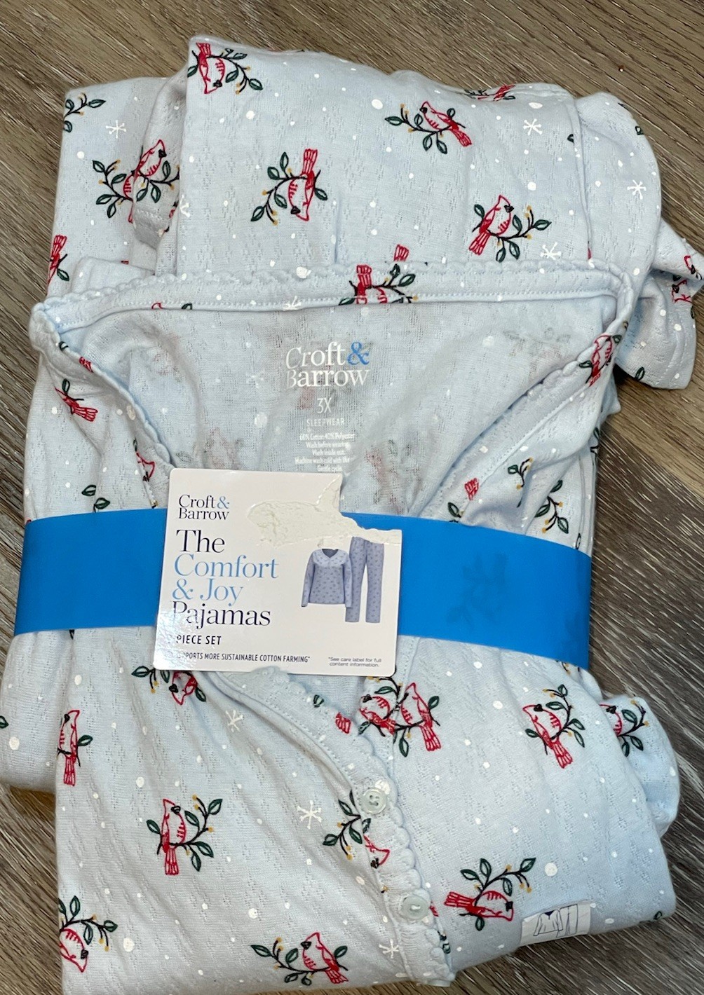 NEW Croft Barrow pajamas set Womens sz 3X Cardinal snowflake pockets holiday