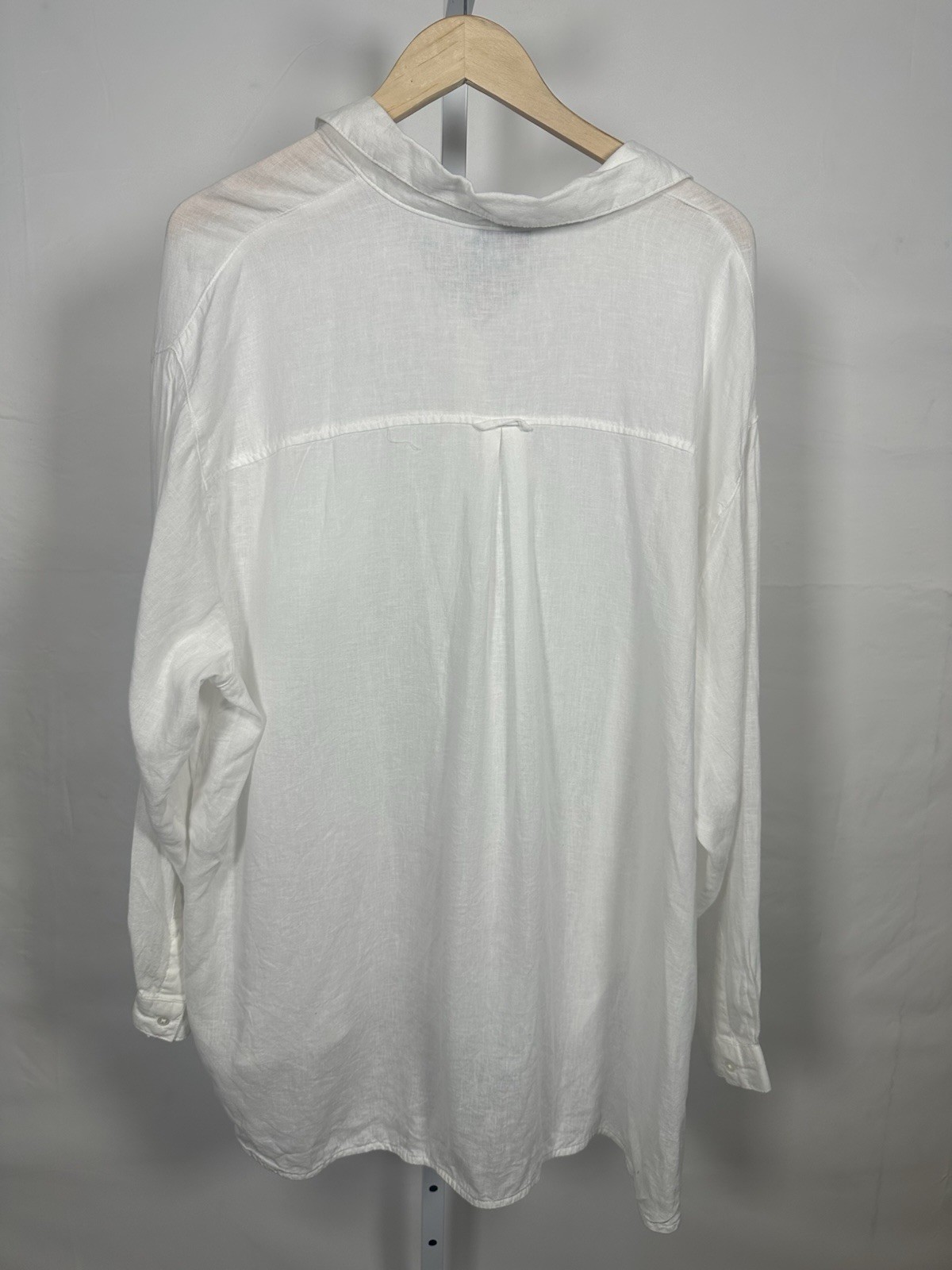 Old Navy White Linen Blend Woven Collared Long Sleeve Relaxed Button-Up XXL