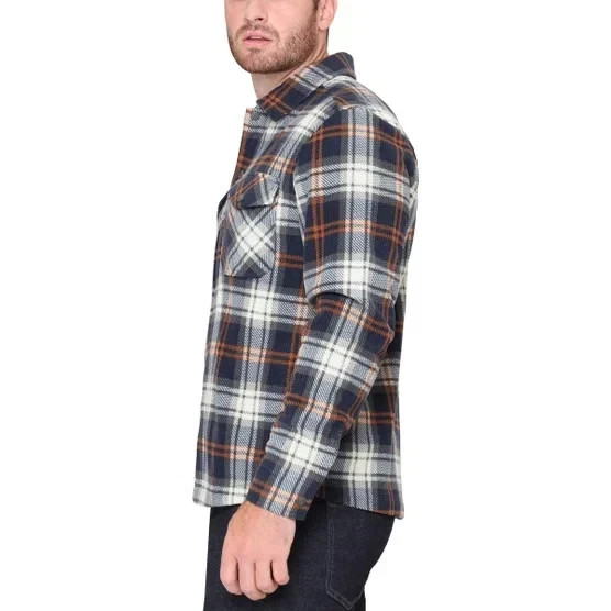 B.C. Clothing Men’s Textured Flannel Shirt, Blue, Size XL