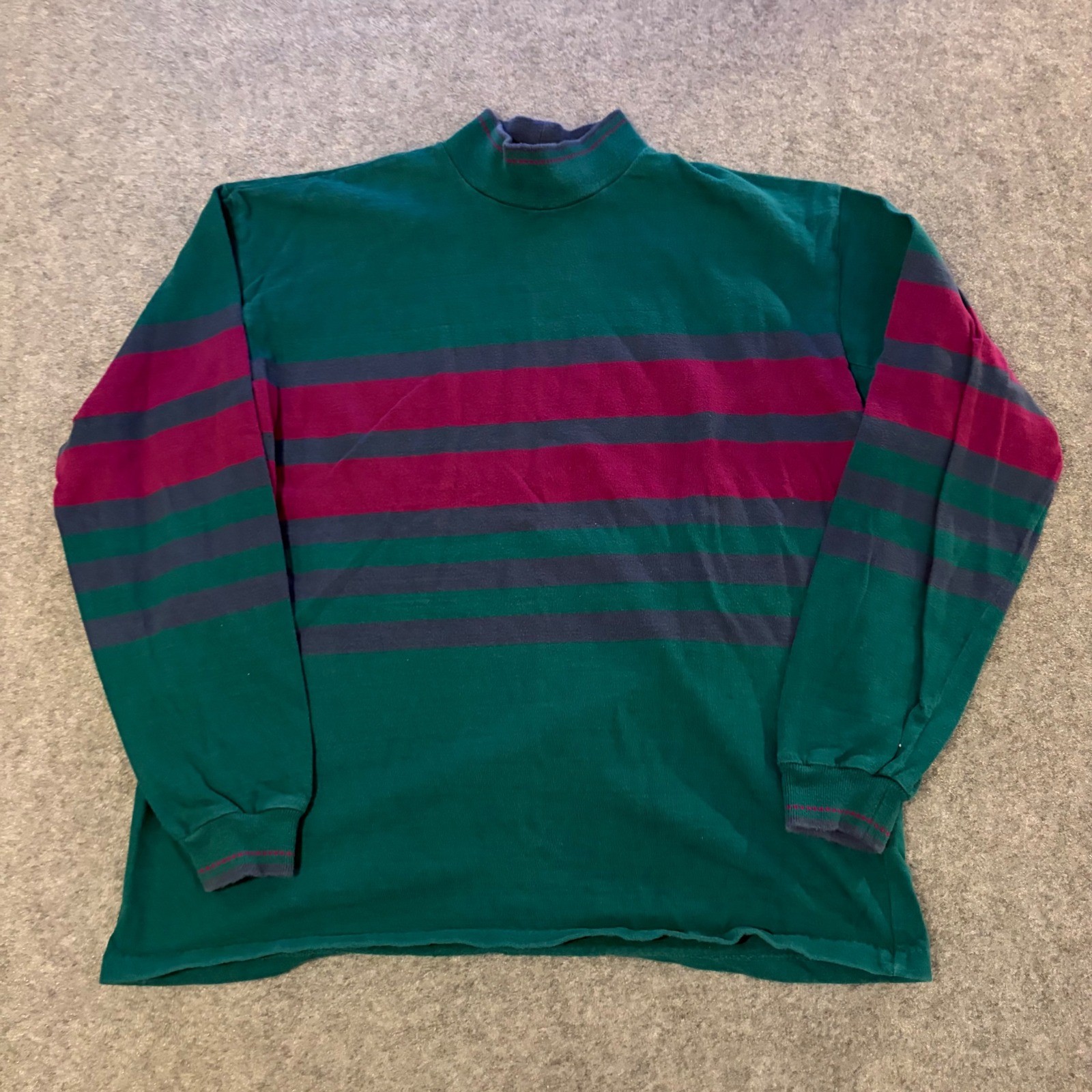 American Eagle Mock Neck Shirt Mens XL Vintage 90s Made in USA Old Money Preppy