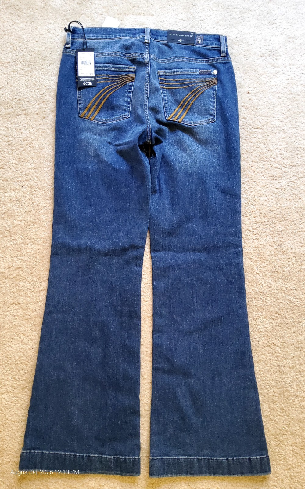 7 for all mankind Dojo Taylorless Bronze Stripe Medium Wash jeans Sz 29 Reg