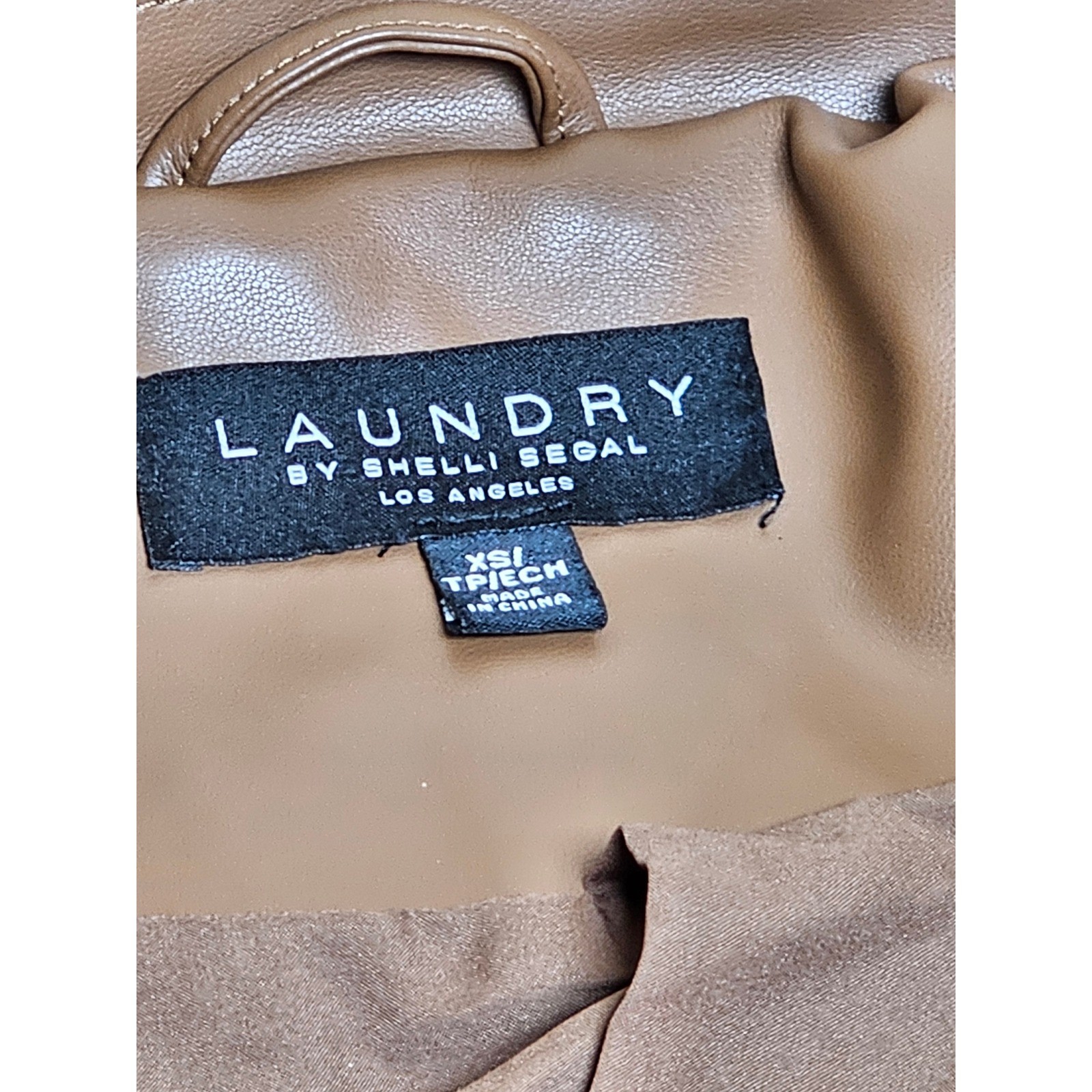 Laundry by Shelli Segal Tan Faux Leather Blazer Jacket Brown XS L1WF0038