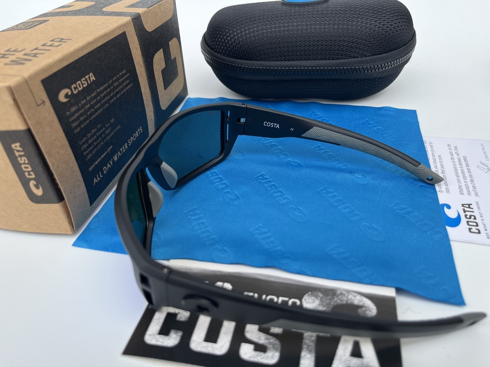 Costa COSTA 18089 Men’s Wrap Sunglasses Black Frame Blue Mirrored 100% UV 580p