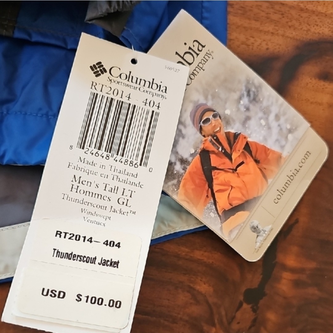 Columbia Omni-Tech Men’s Tall LT Hooded Waterproof Breathable Jacket Blue/Gray