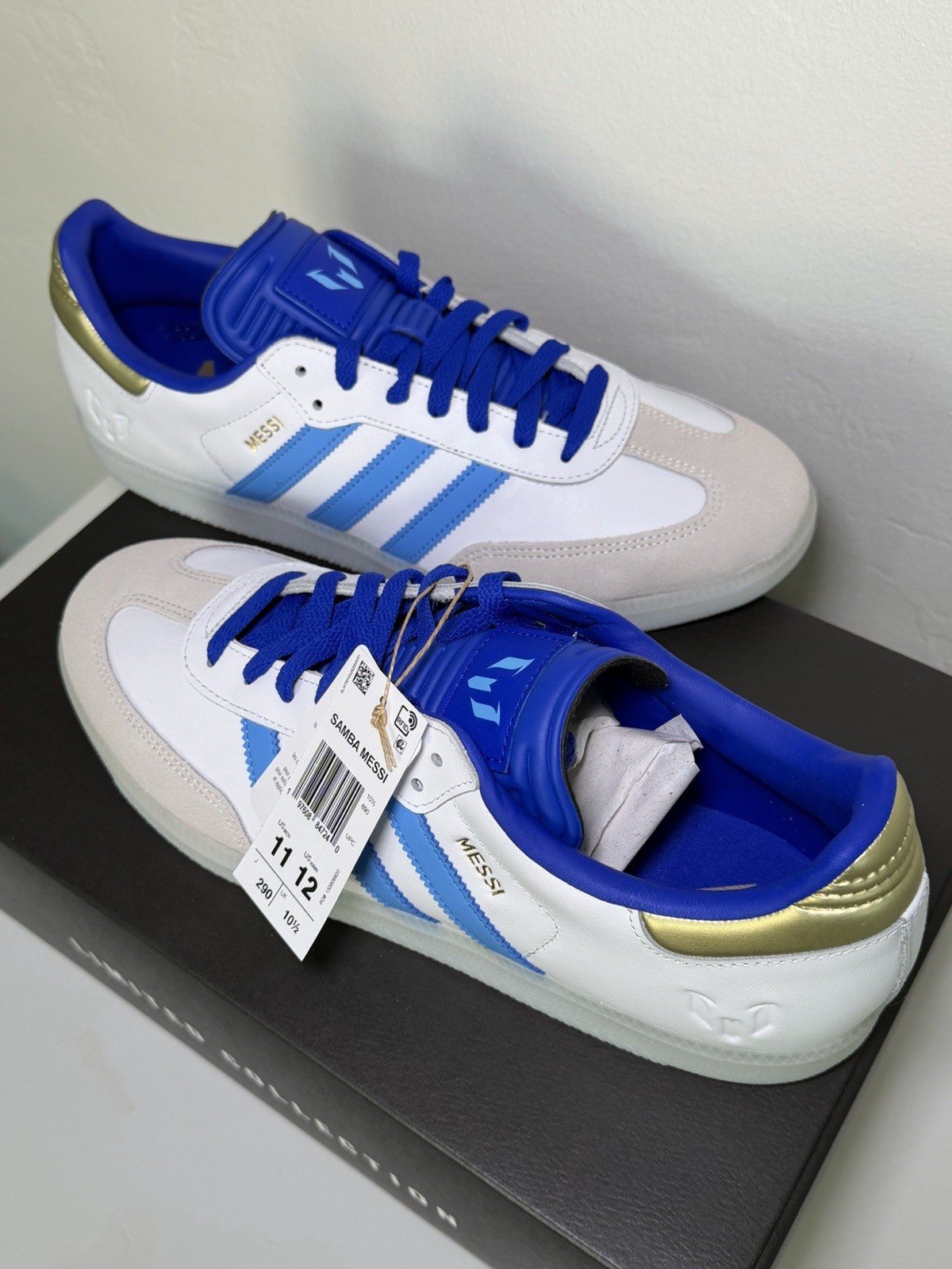 *NEW Messi adidas Samba Sneakers Argentina Shoes GOLD Logo Men Shoes US Size 11