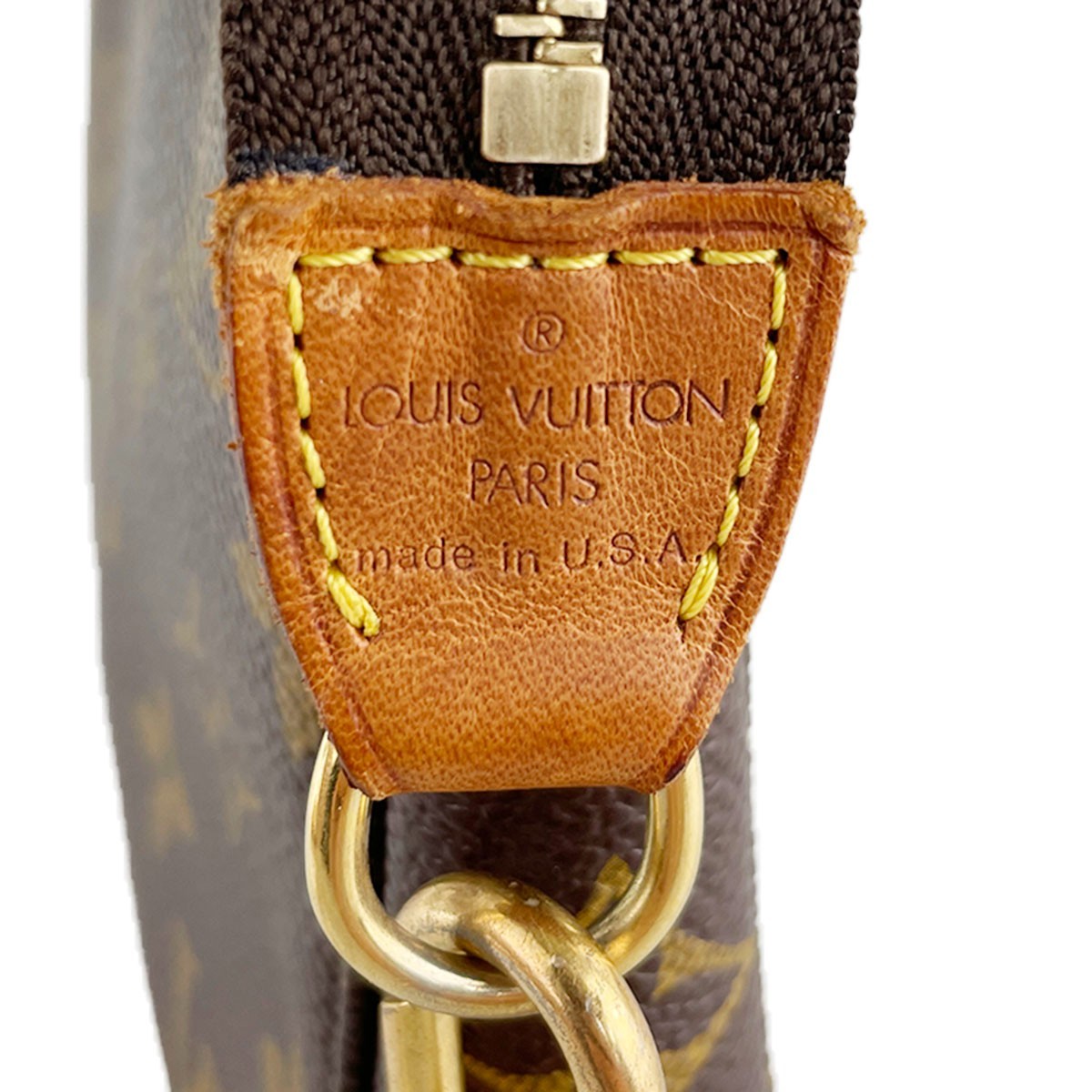 Louis Vuitton Monogram Pochette Accessoires Leather Fabric Brown Handbag 4742