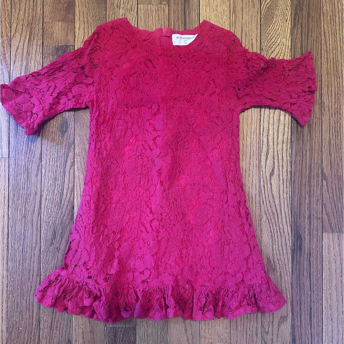 Mud Kingdom Girls Dress Red Lace dress size 5 *Brand size chart in photos