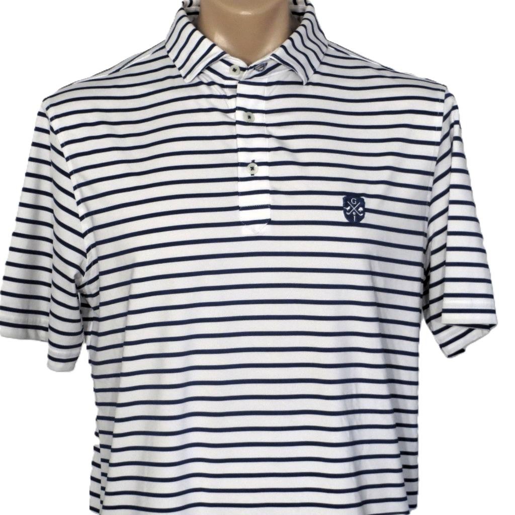 Greystone Country Club MEDIUM Blue Stripe Golf Shirt Hoover Birmingham Alabama
