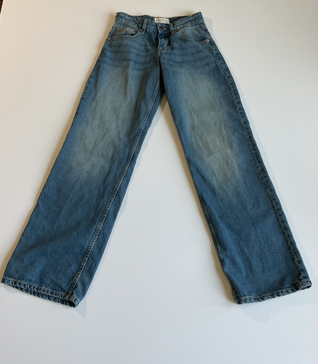 MOTEL Denim Wide Leg Jeans Women’s W24 Light Wash 100% Relaxed Fit