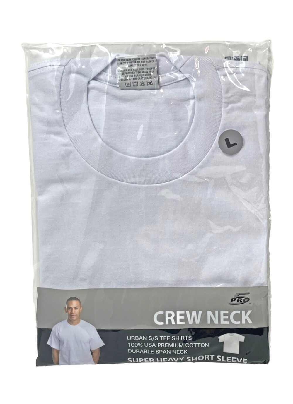 WHITE Pro5 Heavy Duty Crew Neck Men’s T Shirt Short Sleeve 100% Cotton M-XXL
