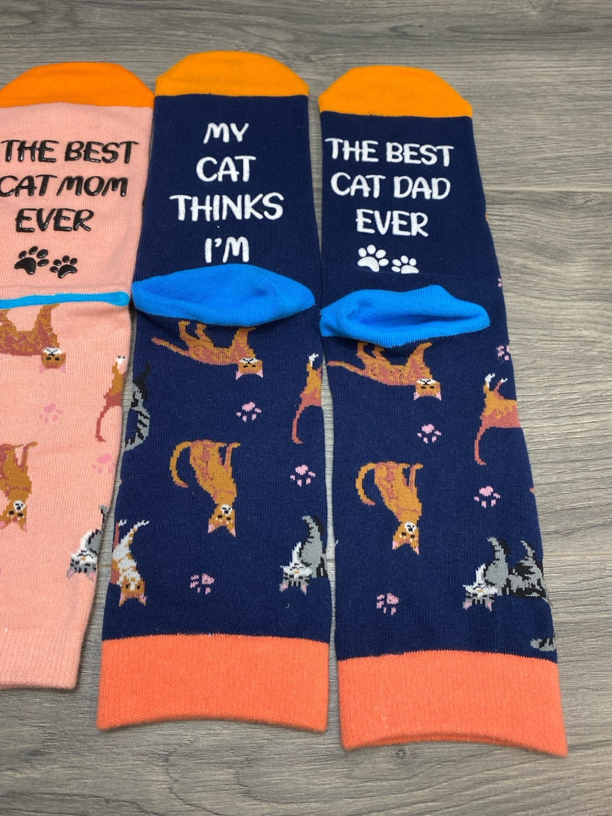 Happypop Mom And Dad Cat Socks Funny 2 Pairs One Size