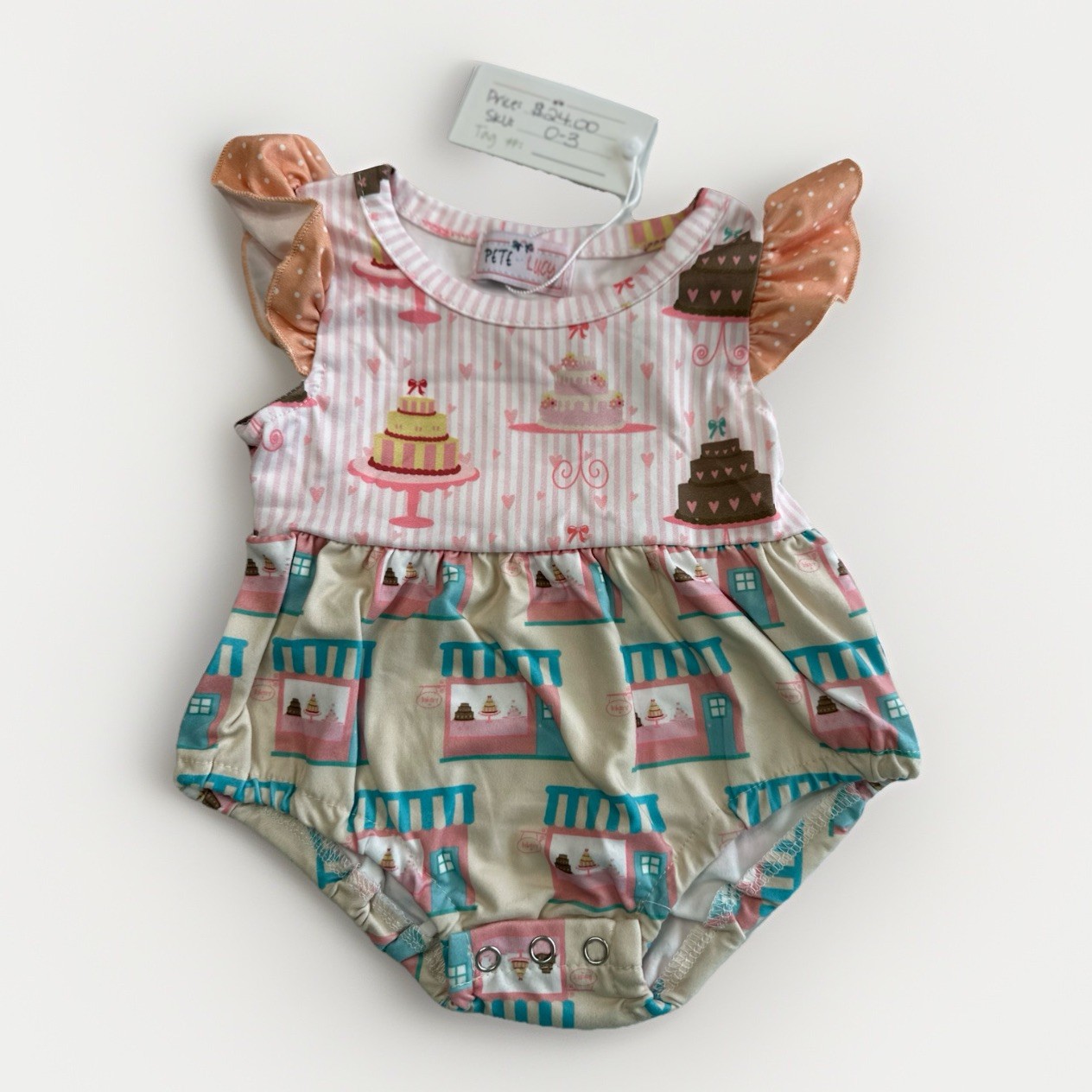 Pete & Lucy Bake Me A Cake Baby Romper 0-3 Months New Nwt