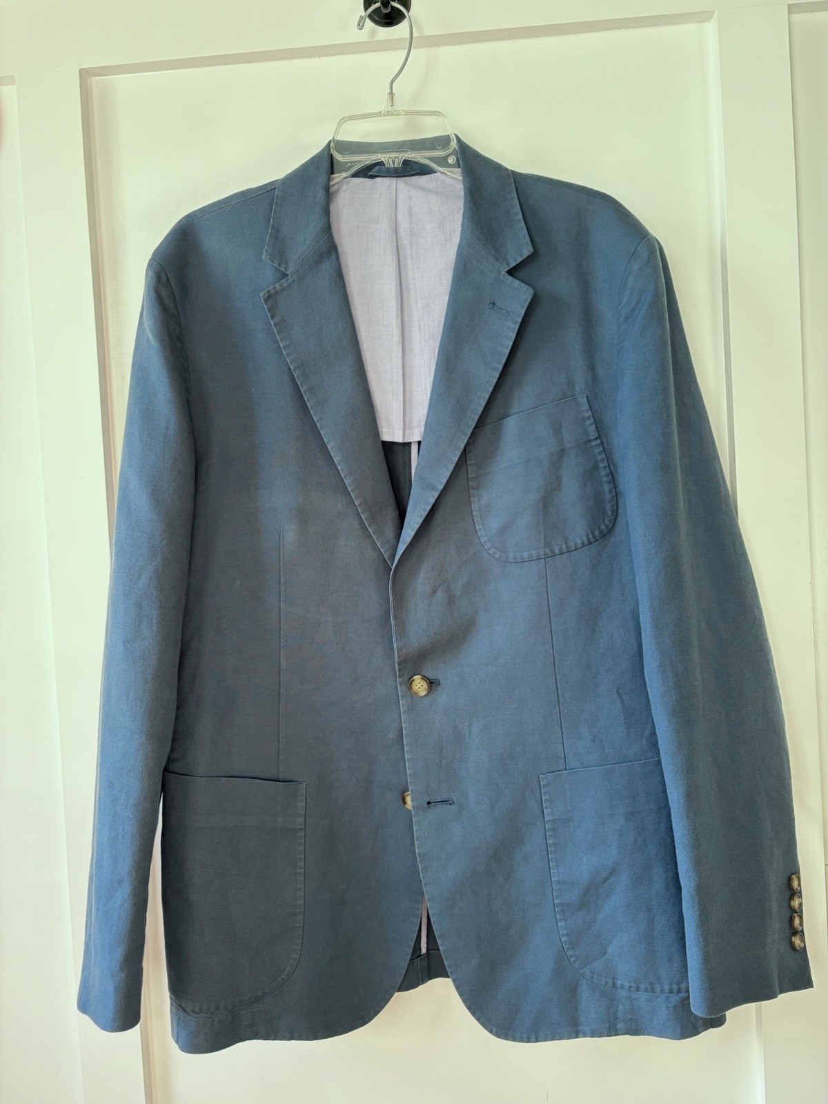 Peter Millar Casual Blazer L Blue Linen Cotton Sport Coat Unstructured Jacket