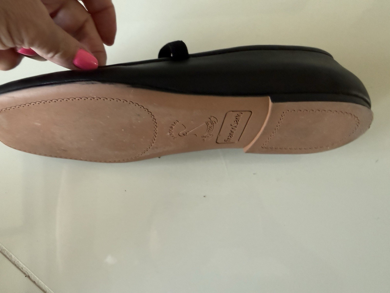 Franco Sarto Mary Jane Flats Black Leather Eileen 6 M Square Toe