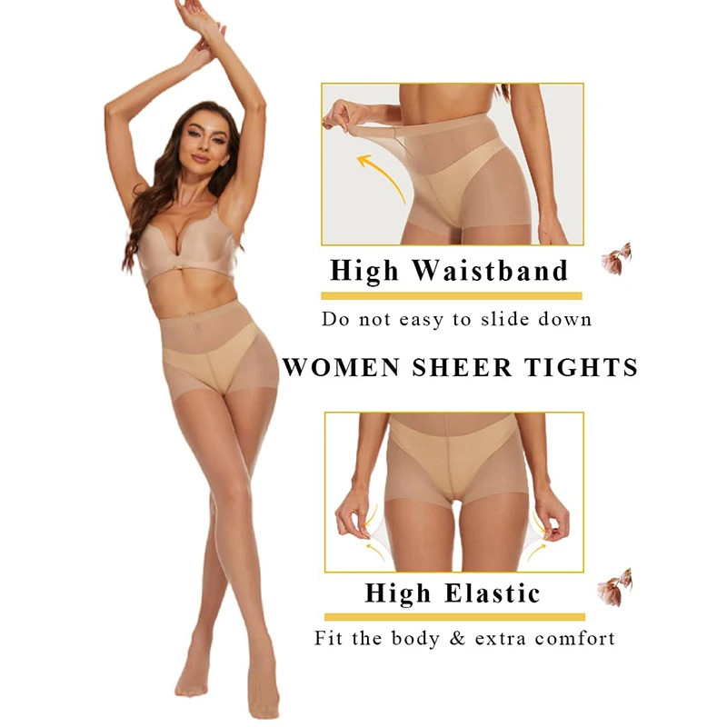 6 Pairs 20D Sheer Tights Ultra Thin High Waist Pantyhose Thigh High Stocking New