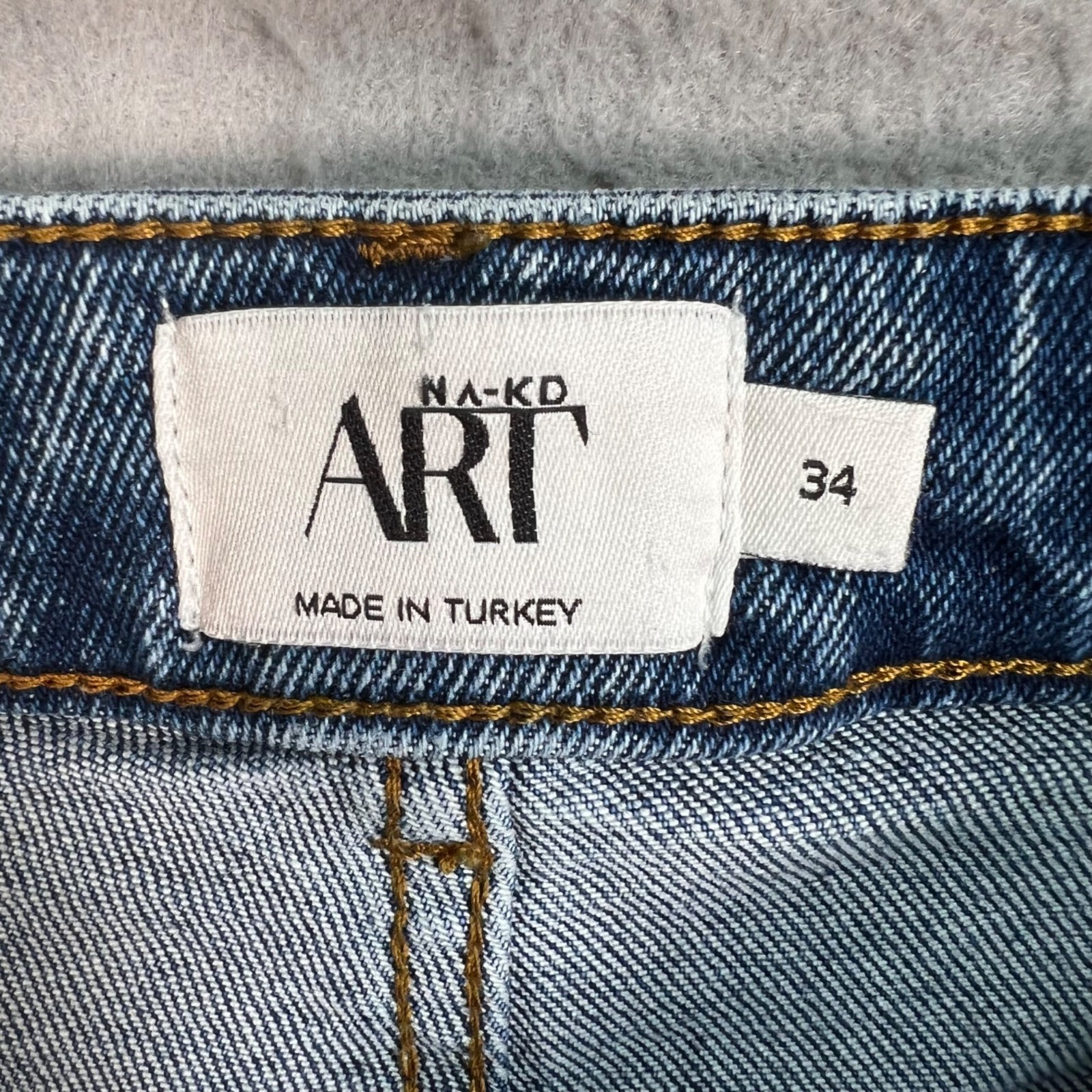 NA-KD Art High-Waisted Straight-Leg Denim Jeans Womens Size 34 Blue