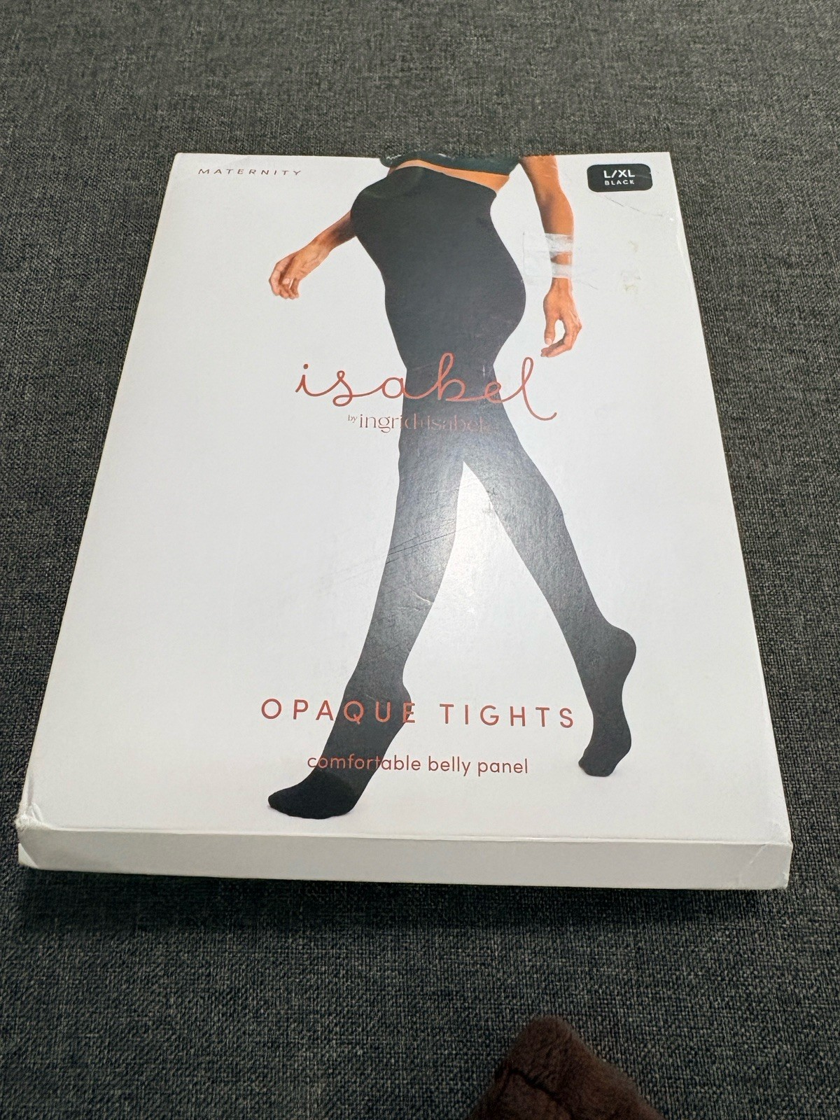 NWT NIB L/XL Isabel maternity tights black opaque belly panel