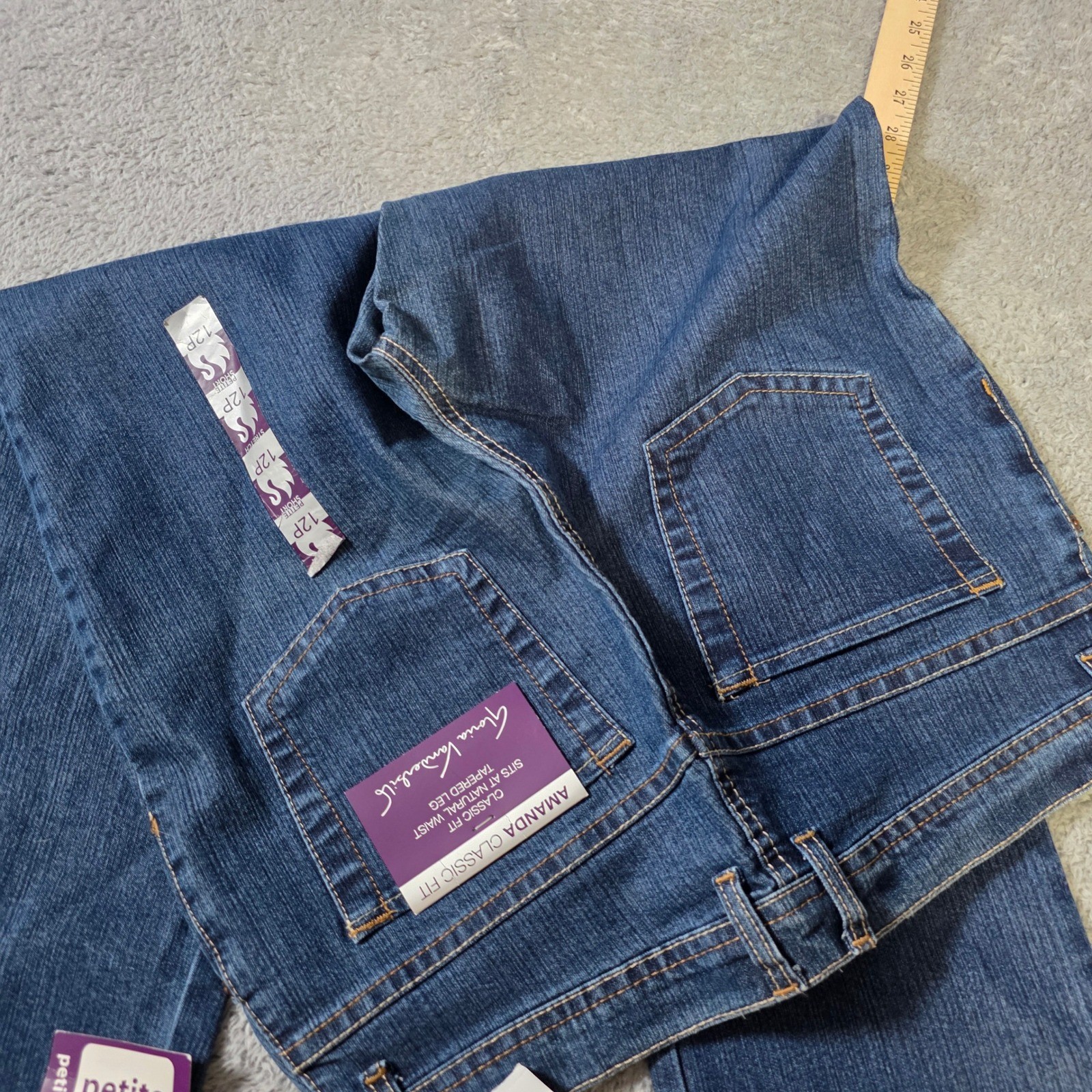 Gloria Vanderbilt Womens 12P Amanda Classic Fit Jeans Blue High Rise Tapered Leg
