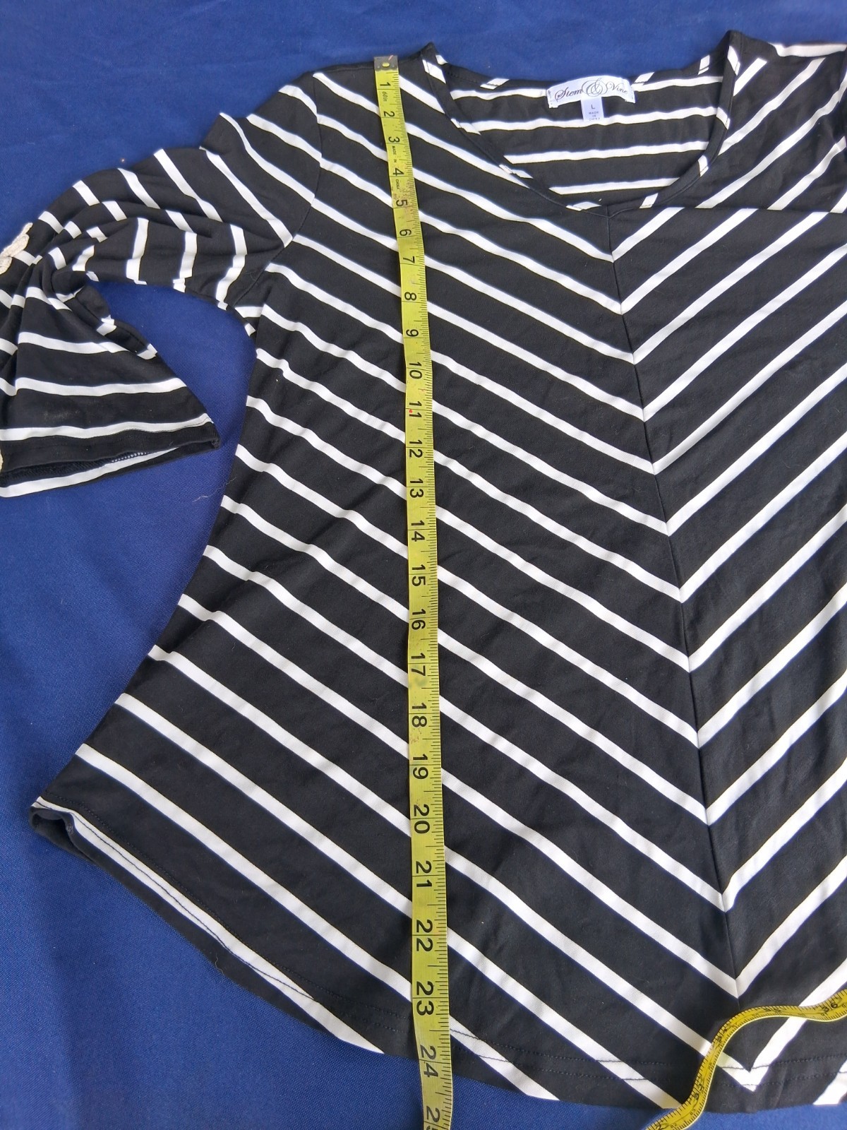 Stem And Vine Chevron Stripe Womens Large 3/4 Sleeves