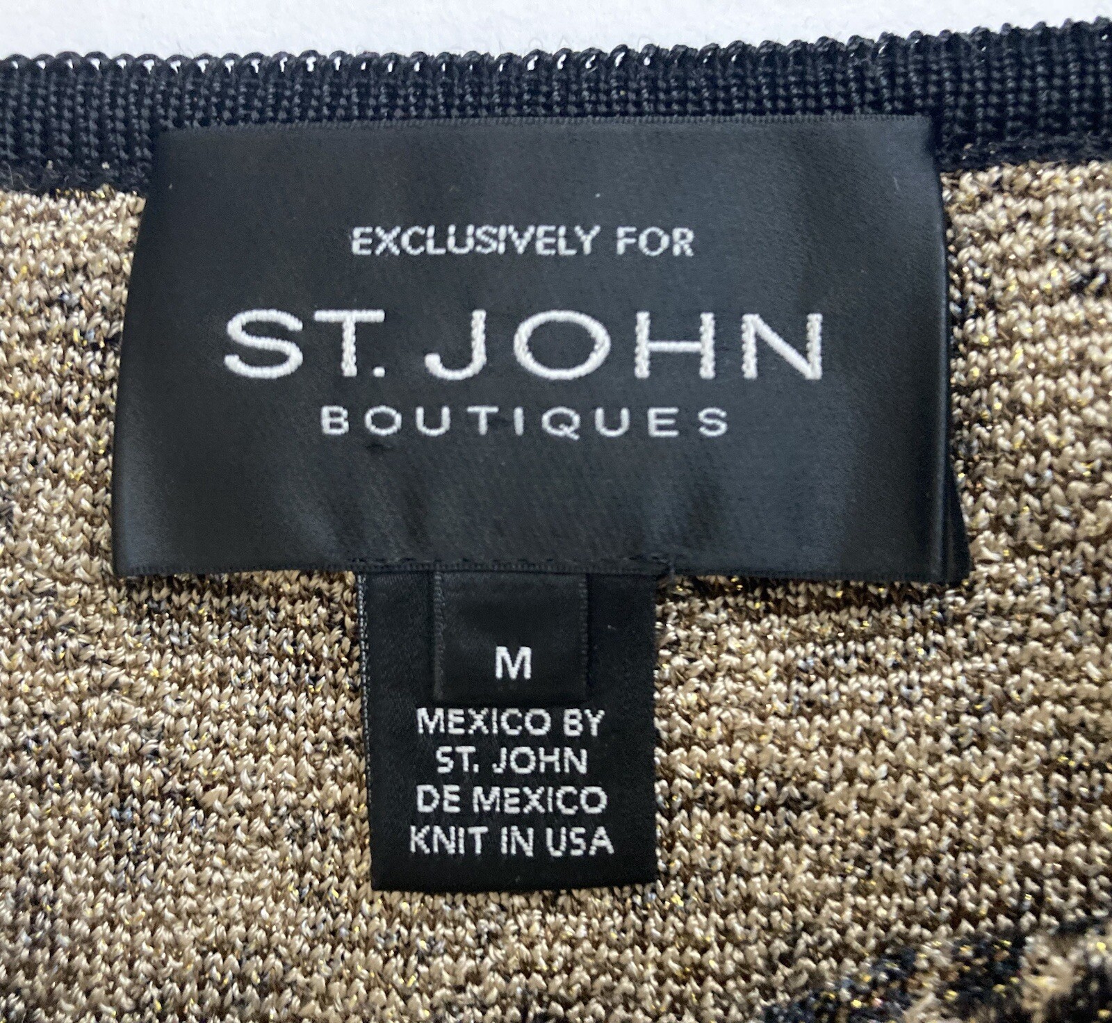ST. JOHN Boutiques Animal Print Gold Metallic Knitted Tank Top Women’s Size M
