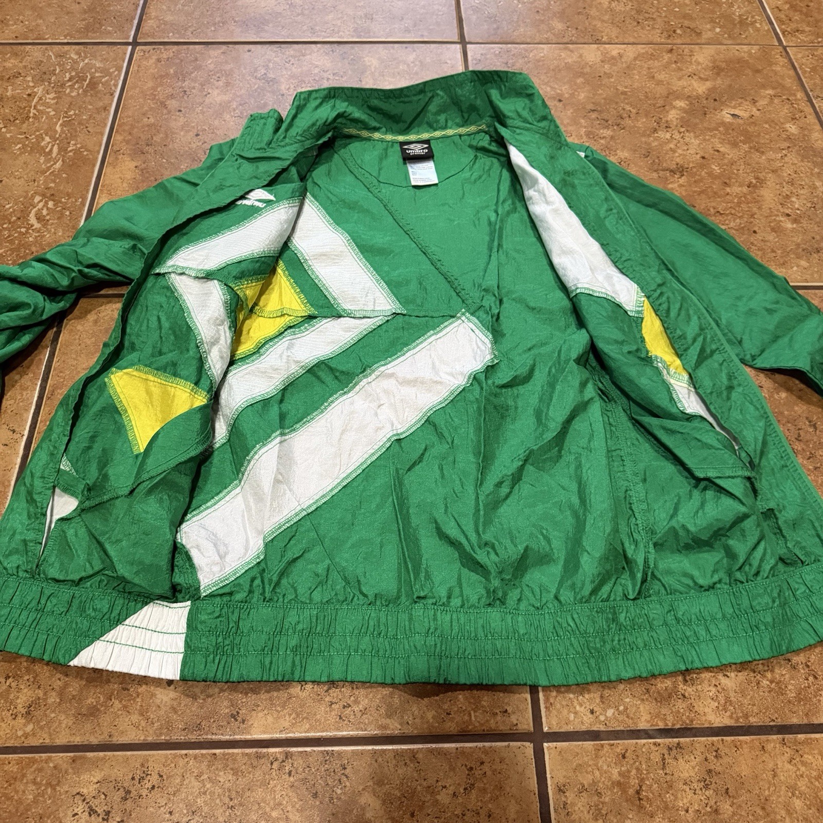 Umbro Jacket Mens S Colorblock Windbreaker Geometric Soccer Track Premier VTG