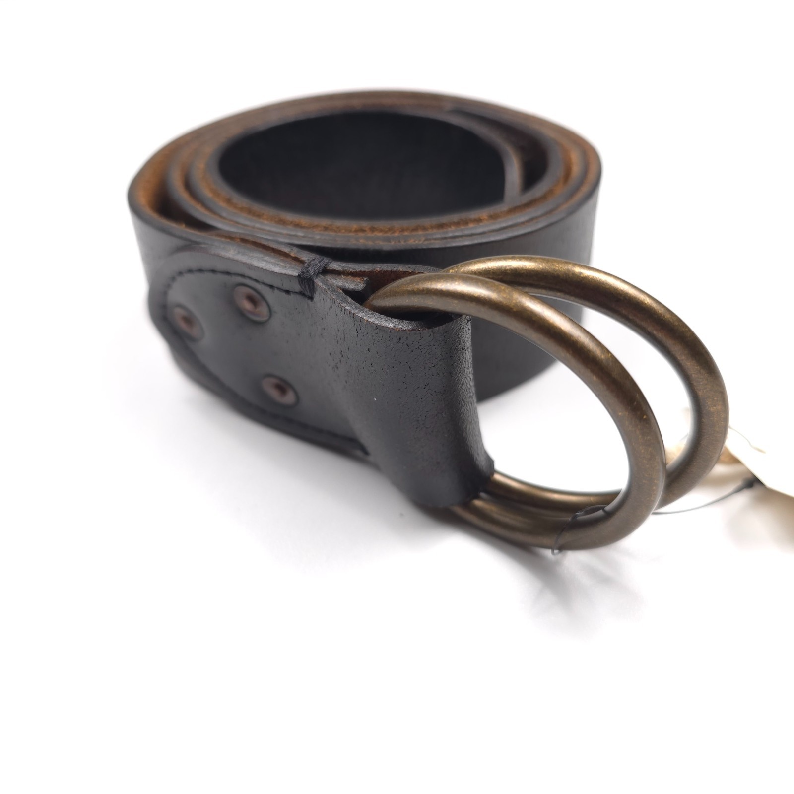 RRL Double RL Double O Ring Dark Brown Leather Belt Made in Italy Mens Size 32